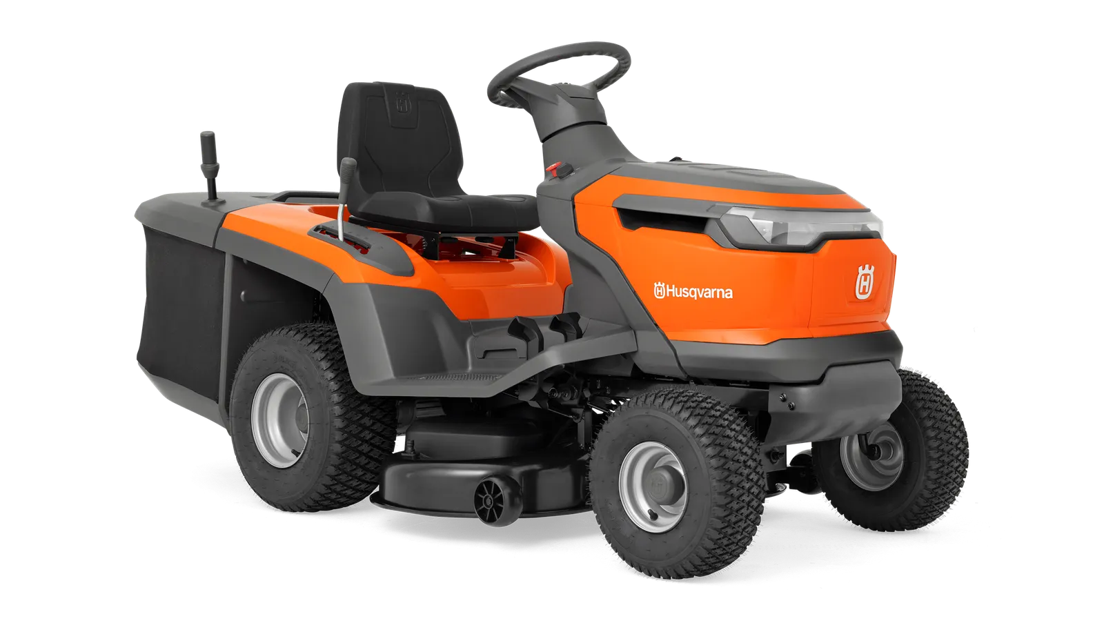 Husqvarna TC 100i vu de trois quarts, collecteur monté