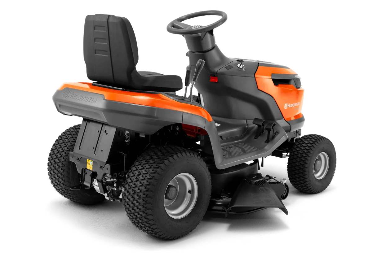 Vue arrière du Husqvarna TS 112 et de son carter de coupe