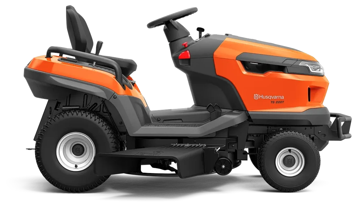 Husqvarna TS 220T de profil, carter de coupe de 108 cm